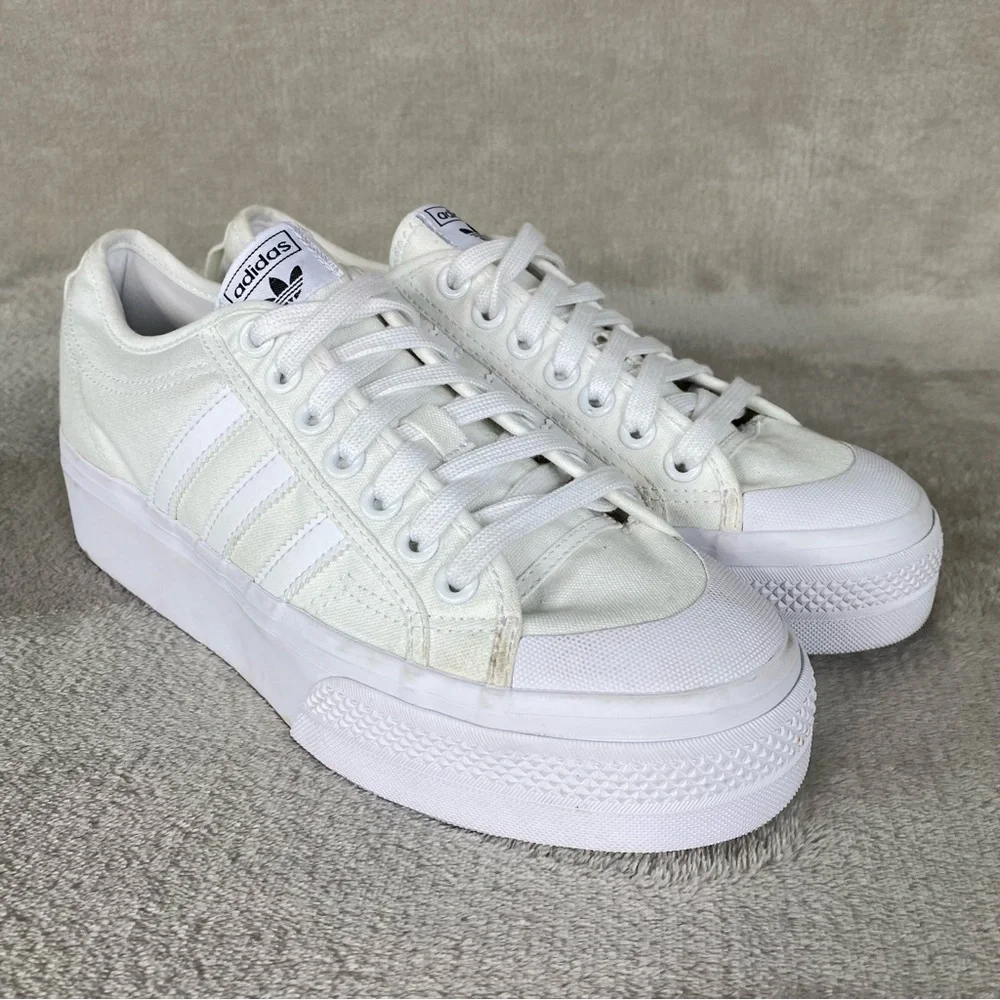 Adidas Nizza Platform Womens Sneakers Shoes Size 10 White Canvas NEW